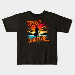 Proud Janitor Untold Heroes Graffiti Design Kids T-Shirt